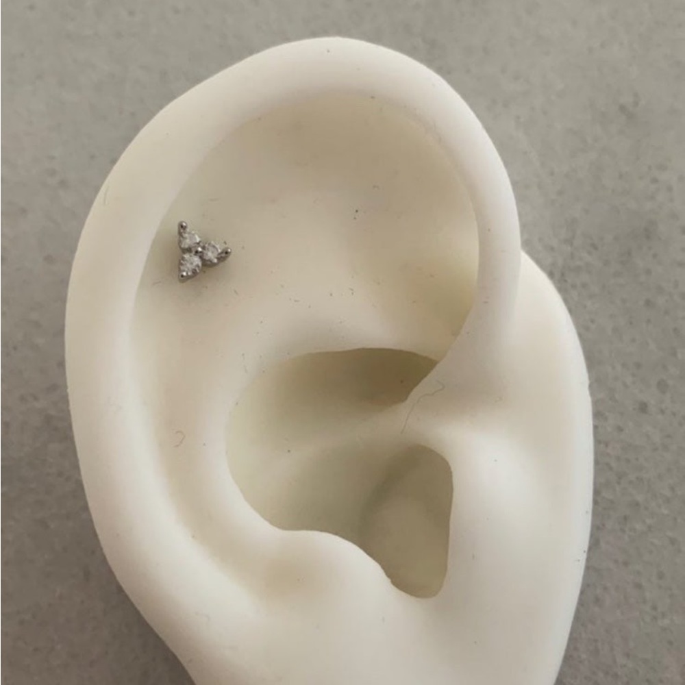 Sterling Silver Crystal Mini Micro Tiny Flower Cartilage Earring 

Brand New